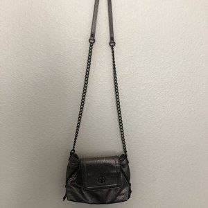Gianni Bini Small Silver Faux Leather Chain Strap Crossbody Bag Purse